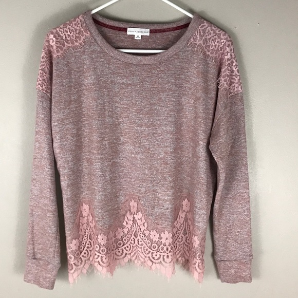 coco + jaimeson Sweaters - Coco jaimeson Pink Lace soft sweater oversized XS